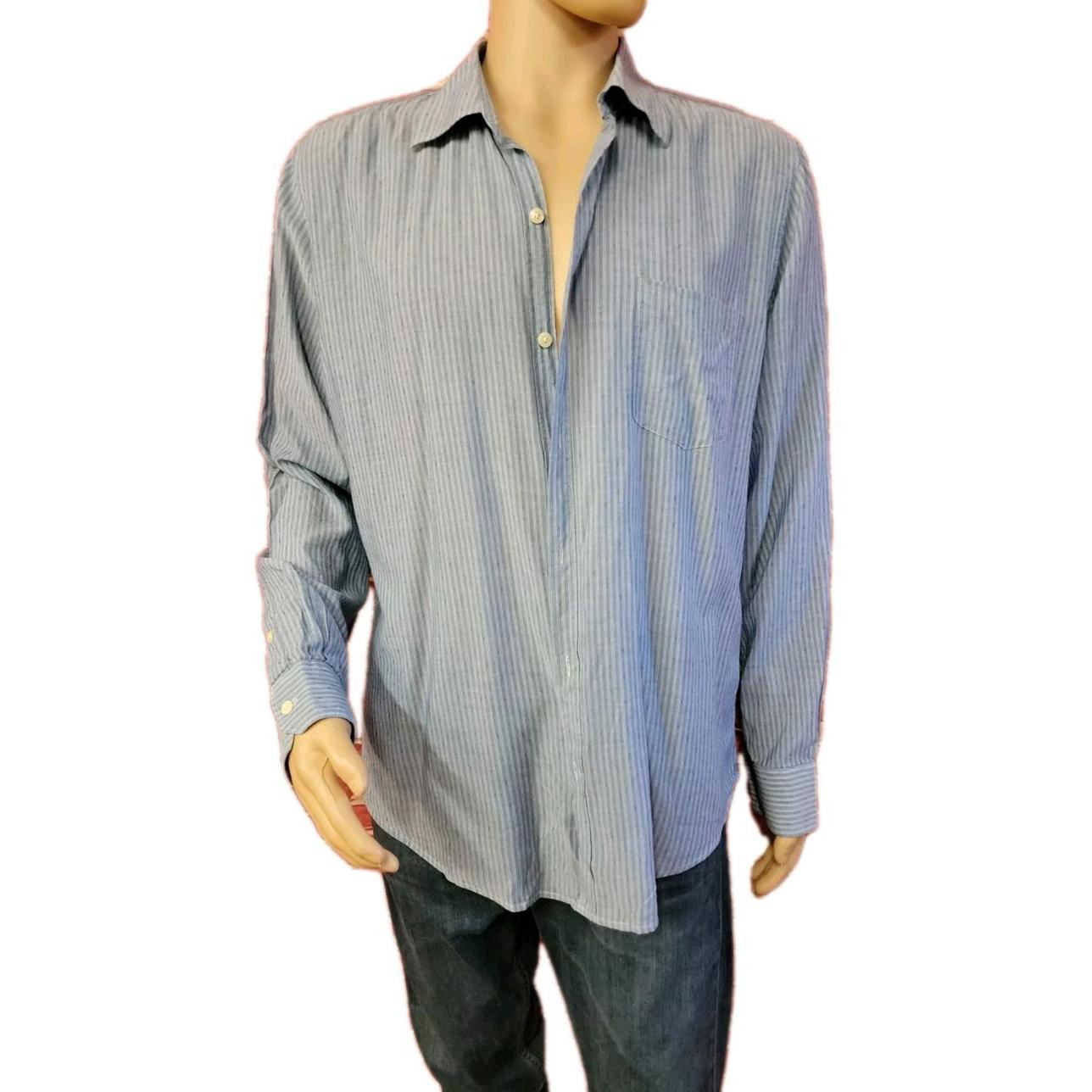 Vince Blue & Gray Pin Stripe Men's Button Down Shirt Size Xl Long Sleeve New #C